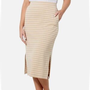 Isaac Mizrahi Live! Tall Essentials Pima Cotton Skirt Biscotti - Medium